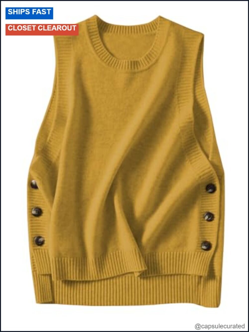 Round Neck Sleeveless Ribbed Knit Sweater Vest Pullover Top
